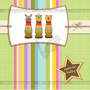 Baby shower card with toys - vector clip art