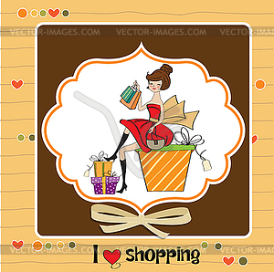 Pretty young woman who is happy that she went - vector clip art