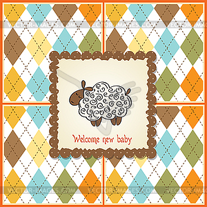 Cute baby shower card with sheep - royalty-free vector image