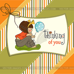 Pretty young girl sitting - vector image