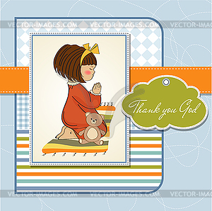 Little girl praying - vector clipart