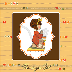 Little girl praying - vector clipart