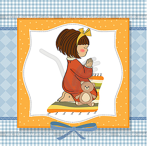 Little girl praying - vector clip art