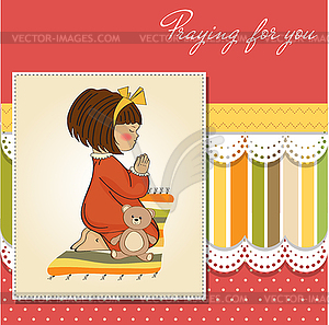 Маленькая девочка молится - изображение в векторе / векторный клипарт