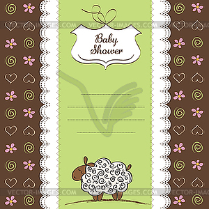 Милые открытка на празднование появления ребенка с овцами - изображение в векторе