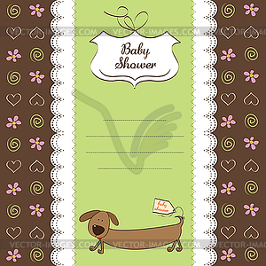 Funny shower card with long dog - vector clipart