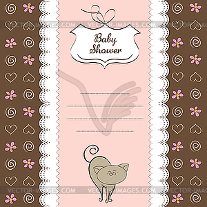 New baby shower card with cat - vector image