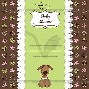Romantic baby shower card with dog - vector EPS clipart