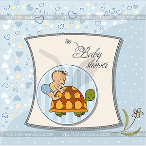 Funny baby boy announcement card - vector image