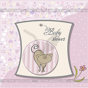 New baby shower card with cat - royalty-free vector image