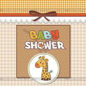 New baby announcement card with giraffe - vector clip art