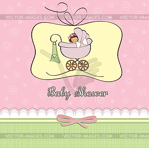 Baby girl announcement card - stock vector clipart