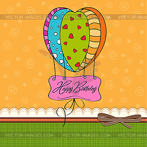 Happy birthday card with balloons - vector clip art