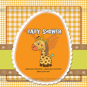 New baby announcement card with giraffe - vector EPS clipart