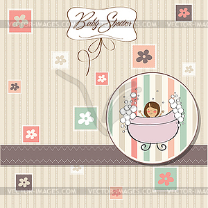 Romantic baby girl shower card - vector image