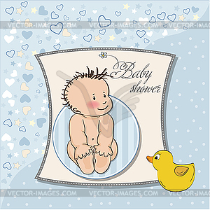 Baby boy shower card - vector clipart