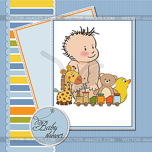 Baby boy shower card - vector clip art