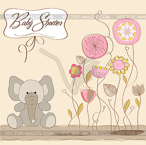 Romantic baby girl announcement card - vector EPS clipart