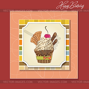 Birthday cupcake - vector clip art