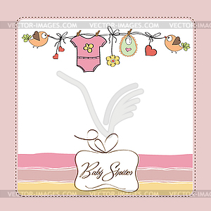 Baby girl shower card - vector clipart