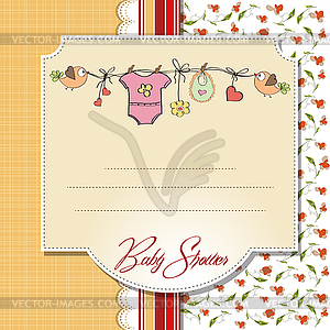 Baby girl shower card - vector image