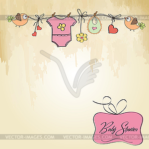 Baby girl shower card - vector image