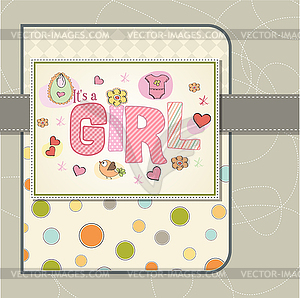 Baby girl shower card - vector clip art