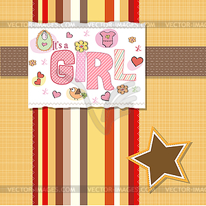 Baby girl shower card - vector clipart / vector image