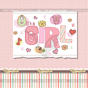 Baby girl shower card - vector clipart