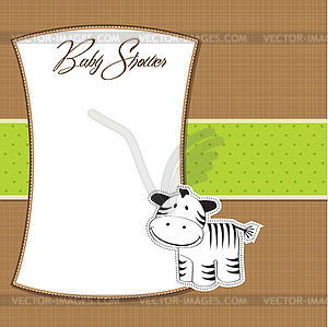 Cute baby shower card with zebra - vector clipart