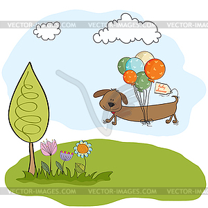 Long dog and balloons - vector clipart / vector image