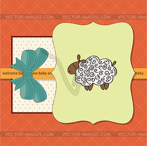 Cute baby shower card with sheep - vector clipart