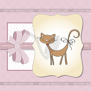 New baby shower card with cat - vector clip art