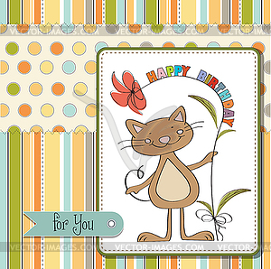 Birthday card with funny cat - stock vector clipart