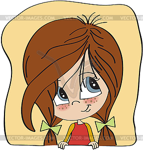 Young girl smiling - vector clipart