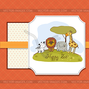 Happy zoo - stock vector clipart