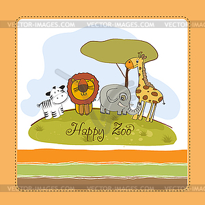 Happy zoo - vector clip art