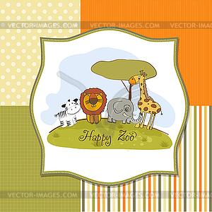 Happy zoo - vector clipart