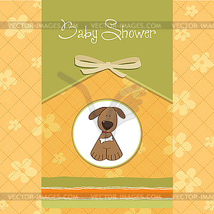Greeting card with small dog - vector image