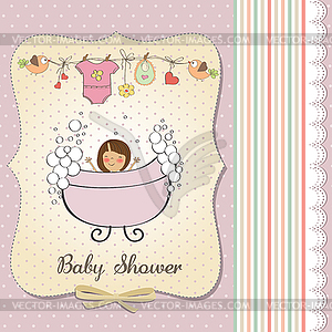 Romantic baby girl shower card - vector image