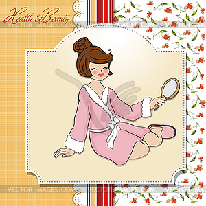 Spa lady who looks into mirror - vector image