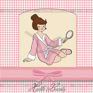 Spa lady who looks into mirror - vector clipart