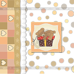 Birthday greeting card with teddy bear and big - vector clip art