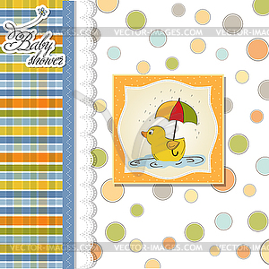 Baby shower card with duck toy - vector clipart / vector image