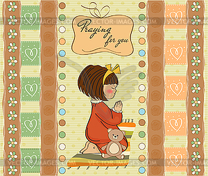 Little girl praying - vector clipart