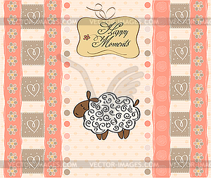 Greeting card with sheep - vector clipart