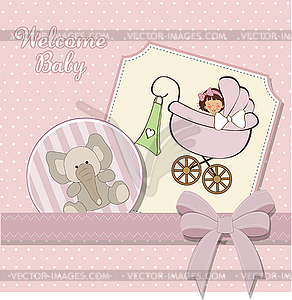Baby girl announcement card - vector image