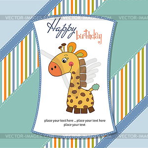 Birthday card with giraffe - vector EPS clipart