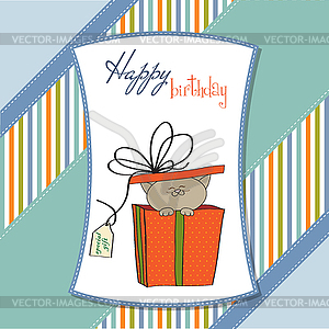 Funny birthday card with little cat - vector EPS clipart