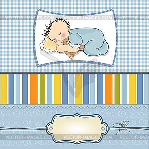 Ребенка карты с небольшим сном мальчика с привет - стоковый векторный клипарт